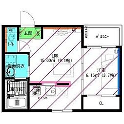 RadIAnce新川橋(レイディエンス新川橋) 1LDKの間取図画像