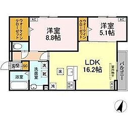 ルヴィータ川名山町 2LDKの間取図画像