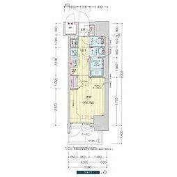 プレサンス新栄アーバンフロー 1Kの間取図画像