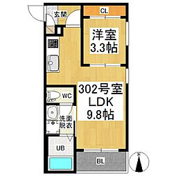 レガリスト中村公園西 1LDKの間取図画像