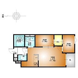 REGALEST草薙町 2LDKの間取図画像
