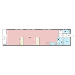 アビターレ新出来 ワンルームの間取図画像