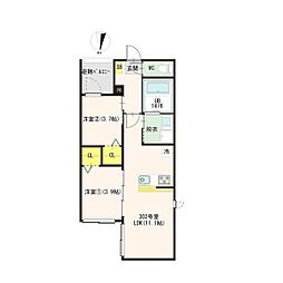 仮称)菊園町四丁目 2LDKの間取図画像