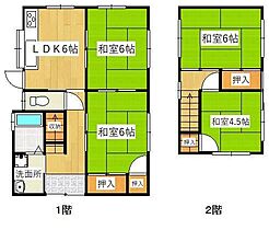 片岡貸住宅 B ｜ 岡山県倉敷市南畝3丁目6-2（賃貸一戸建4DK・1階・69.55㎡） その2