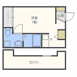 タスク麦野 ワンルームの間取図画像