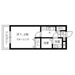 グレートフル大橋 1Kの間取図画像