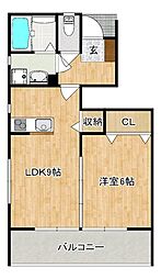 グランオペラ 1階1LDKの間取り