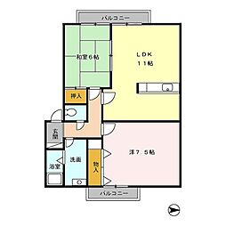 ガーデン青山2B館 2LDKの間取図画像