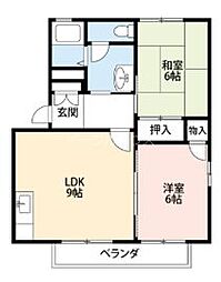 ロジュマン都府楼 2LDKの間取図画像
