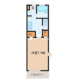 パルメゾン二日市 1Kの間取図画像