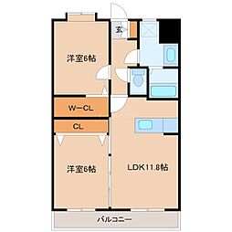 ファインビスタ太宰府 2LDKの間取図画像