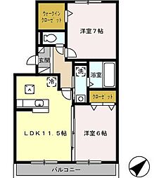 プレステージ 2LDKの間取図画像