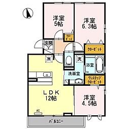 カーサフェリーチェ武蔵 3LDKの間取図画像