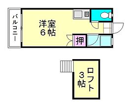 ウイング21街道B ワンルームの間取図画像