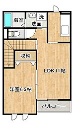ヴィラセントラル二日市 1LDKの間取図画像
