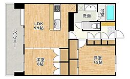 太宰府ひまわりハイツ 2LDKの間取図画像