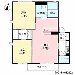 ディアコートTOKB 2LDKの間取図画像