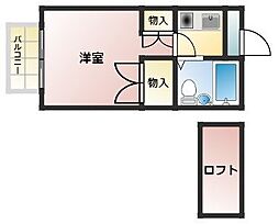 プレスト都府楼前 1Kの間取図画像