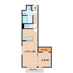 ラグスタイル二日市中央 1LDKの間取図画像