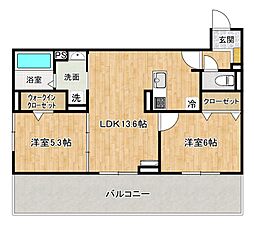 D-ROOM平田台 2LDKの間取図画像
