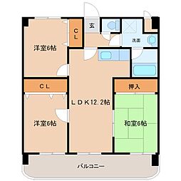 プレジール天拝 3LDKの間取図画像