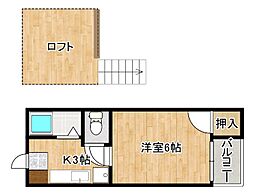 サンラーク三条A 1Kの間取図画像