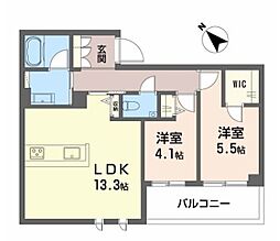 シャーメゾン トレゾール 2LDKの間取図画像