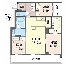 シャーメゾン トレゾール 3LDKの間取図画像
