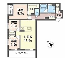 シャーメゾン トレゾール 3LDKの間取図画像