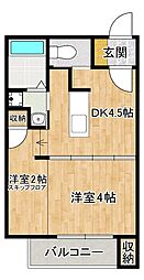 コンフォール石坂 1DKの間取図画像