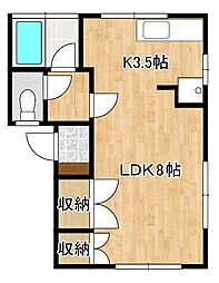 ヴィラ二日市 1Kの間取図画像