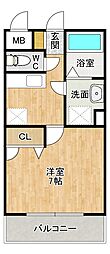 ピュアライフ二日市 1Kの間取図画像