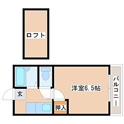 パル春日 1Kの間取図画像