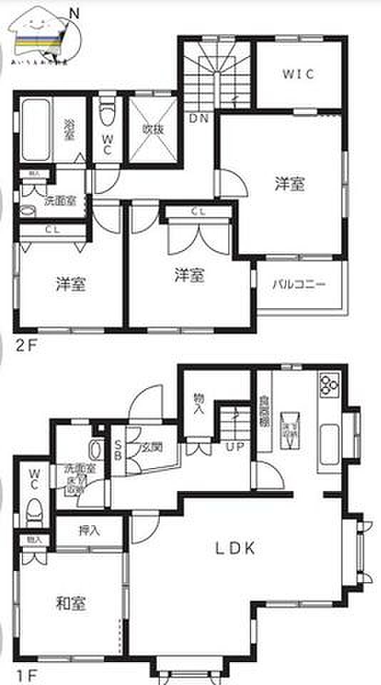 4LDK+WIC水周りの動線がよい間取りです