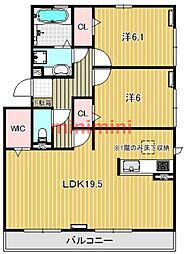 ウィルモア城西C 2LDKの間取図画像