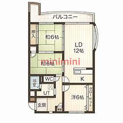 カルム千里山土井B棟 3LDKの間取図画像