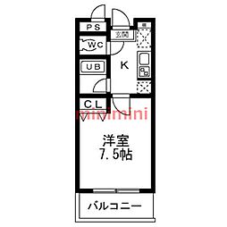 コアティーPart1 1Kの間取図画像