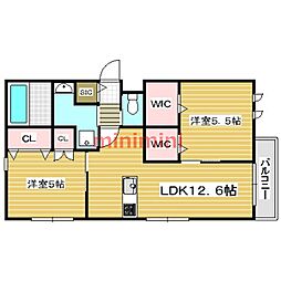 イーサンフィールド 2LDKの間取図画像