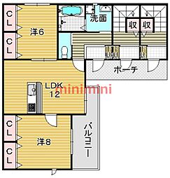 リヴェールコート2 2LDKの間取図画像