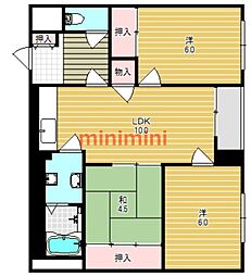 サンコーポ高槻ことぶき 3LDKの間取図画像
