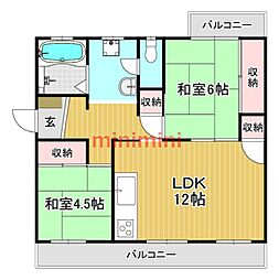 陽和台第4住宅4号棟 2LDKの間取図画像