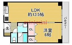 ハイツ香露園 1LDKの間取図画像