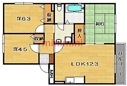サンビューラー津之江A棟 3LDKの間取図画像