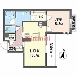 シャーメゾン　ソ・ラ・ナ 2階1LDKの間取り
