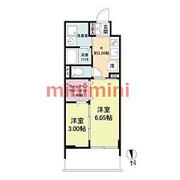 WORVE吹田江坂 2Kの間取図画像