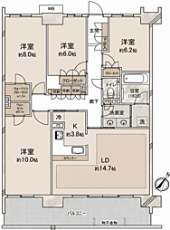 ルネつくばローレルコートブルームレジデンス 4LDKの間取図画像