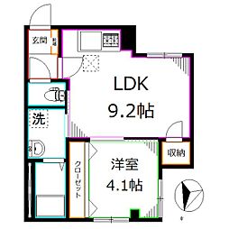 アコード・K 1階1LDKの間取り