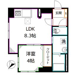 アコード・K 3階1LDKの間取り