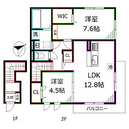 （仮）D-ROOM国分寺市本町3丁目PJ 2階2LDKの間取り