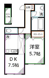 オレンジコーポI 1階1DKの間取り